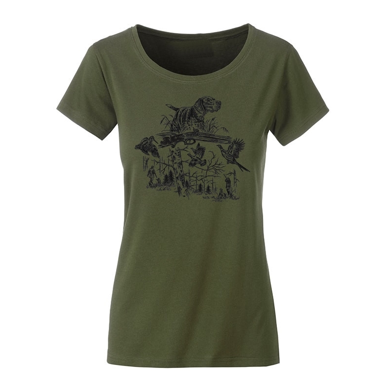 dámské tričko "Na lovu" - zelené