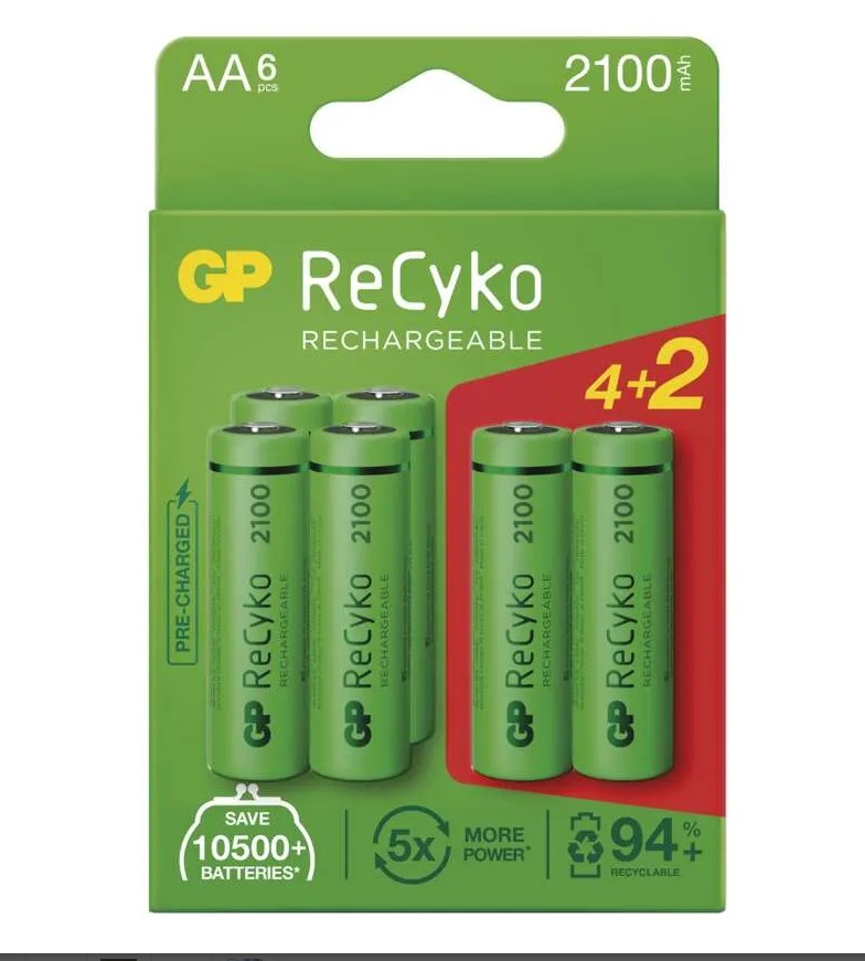 nabíjecí baterie AA GP ReCyko+ 2100mAh - 4+2 ks