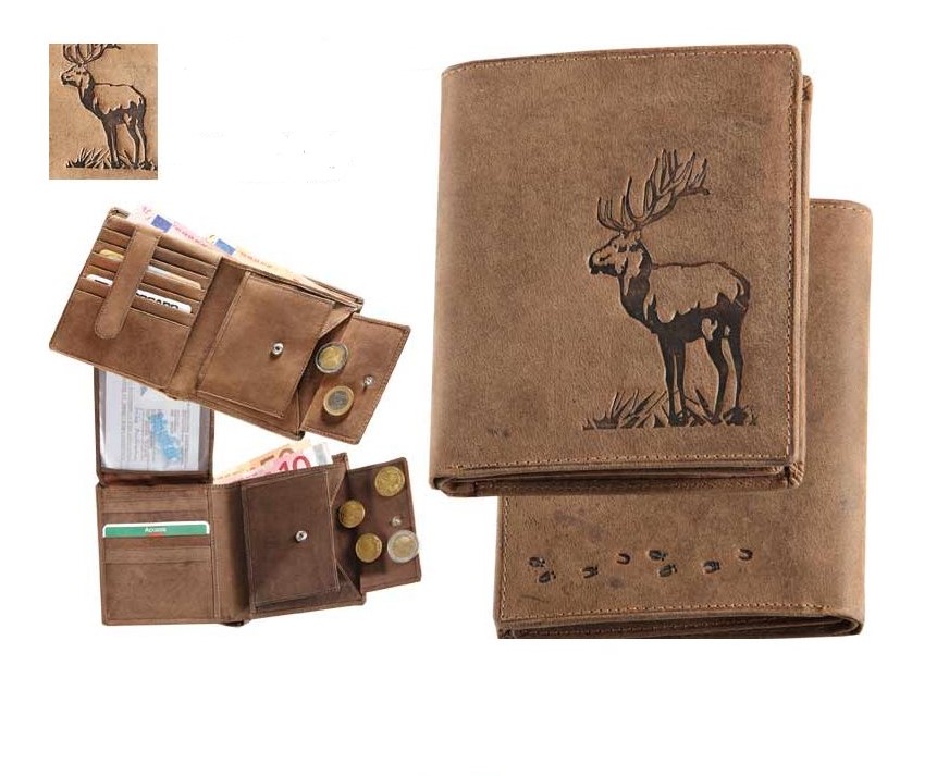 kožená peněženka "na výšku" - jelen