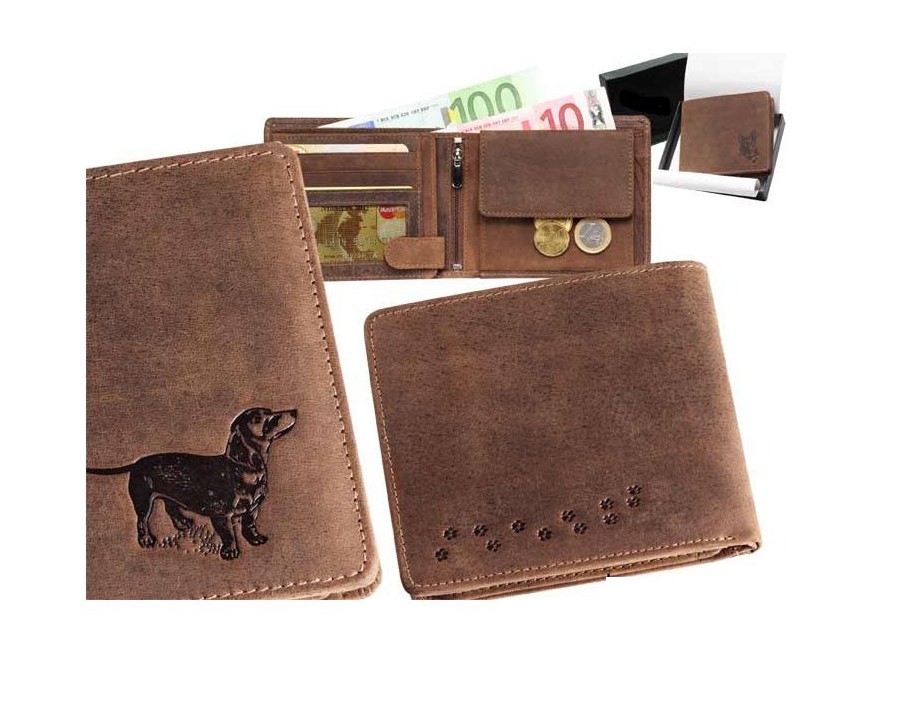 kožená peněženka "na šířku" - jezevčík 3