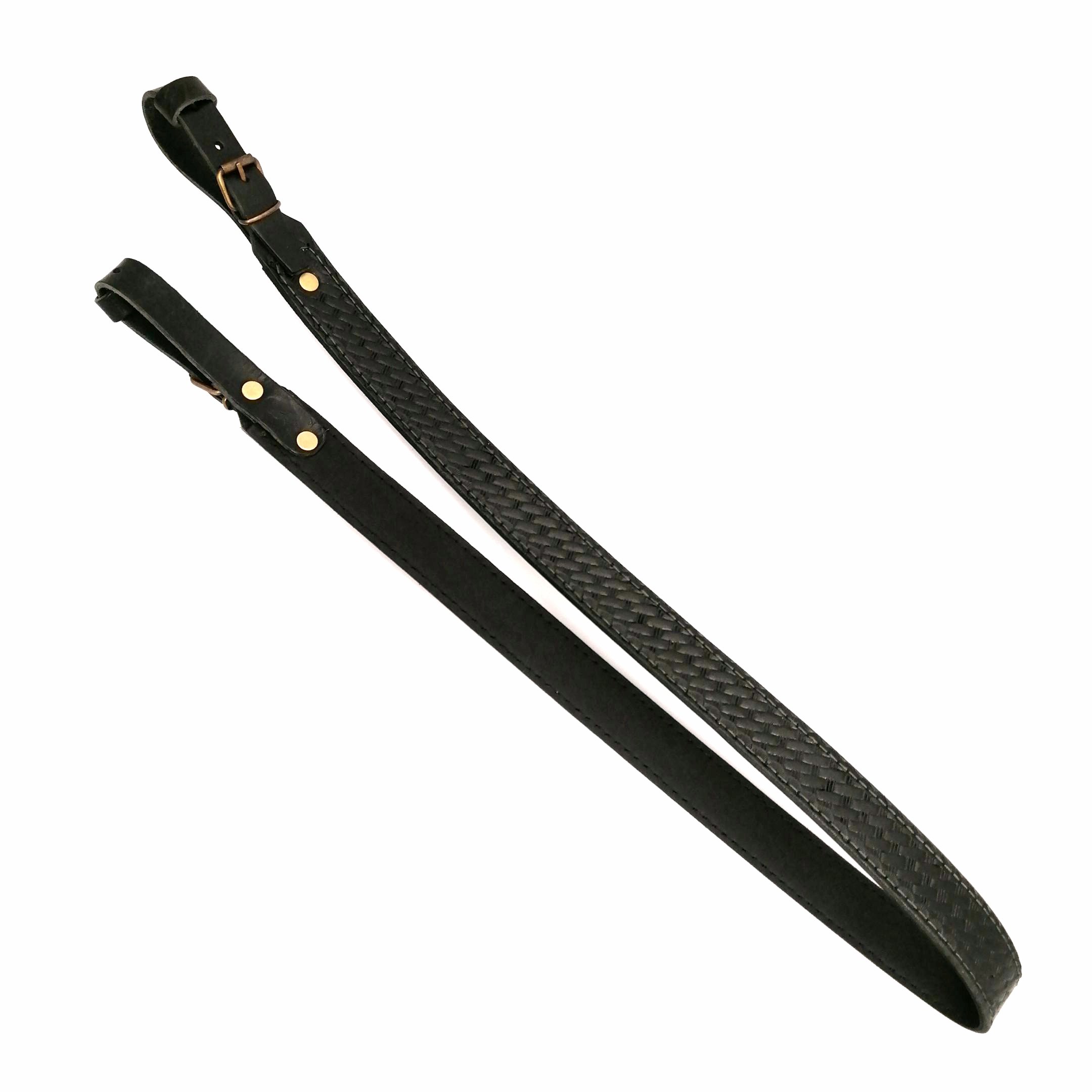 černý zdobený řemen na zbraň podšitý gumou - 3 cm