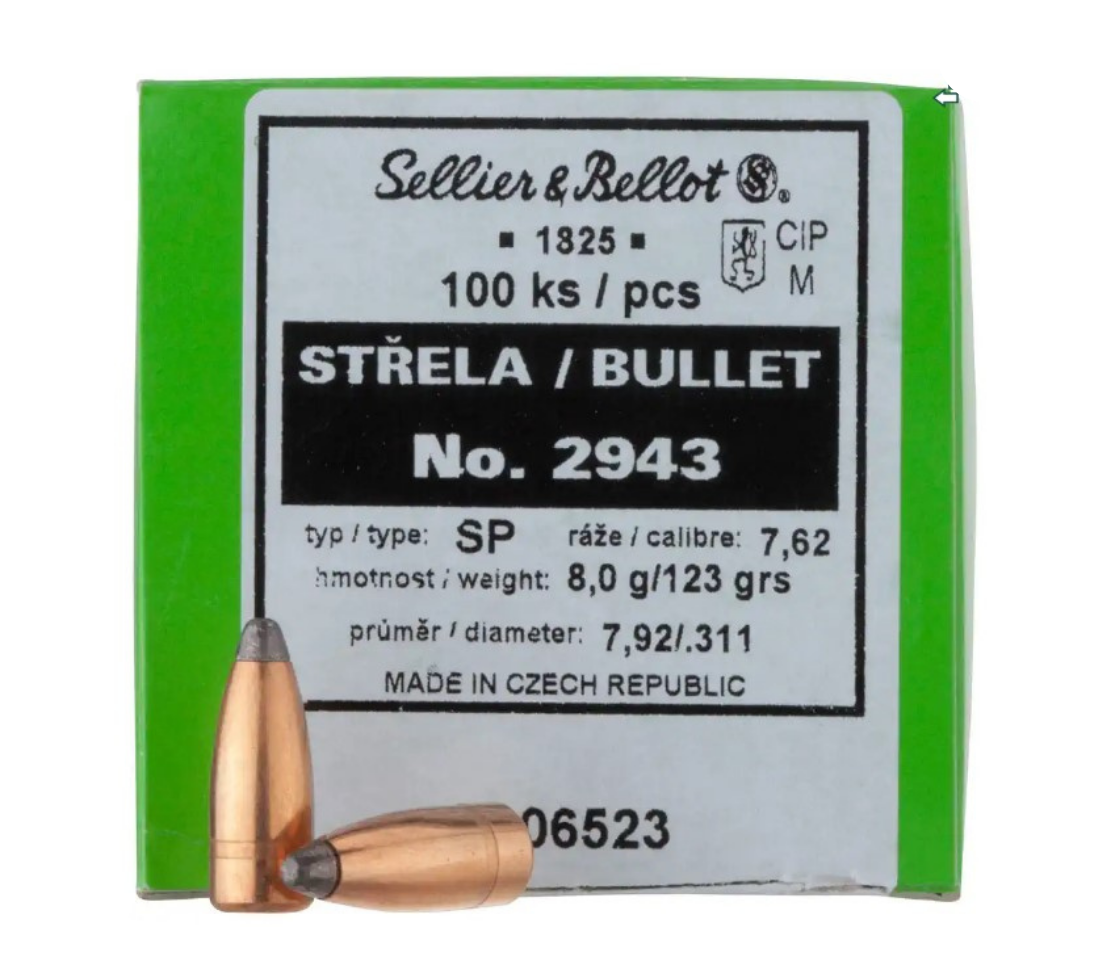 střela SB 2943 cal. 7,62 SP 123gr